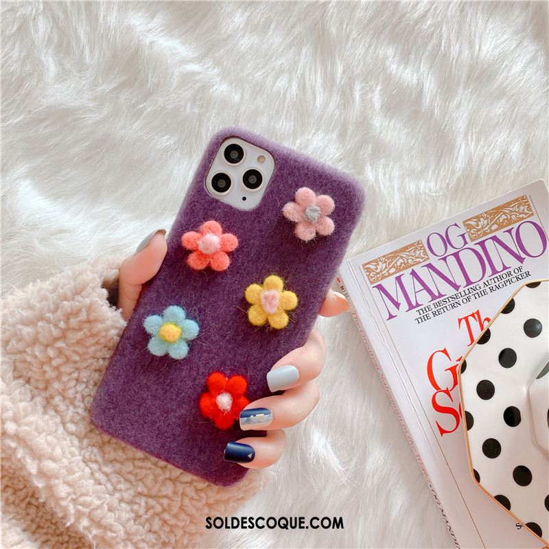 Coque iPhone 11 Pro Max Vent Fleurs Peluche Créatif Personnalité Soldes