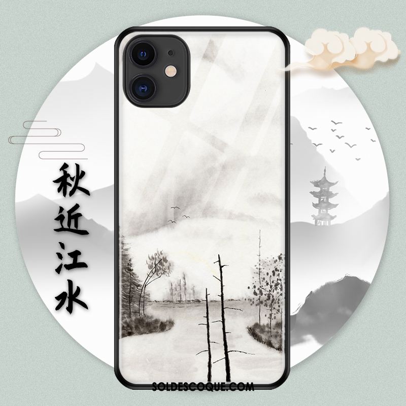 Coque iPhone 11 Pro Nouveau Fluide Doux Verre Style Chinois Incassable En Vente