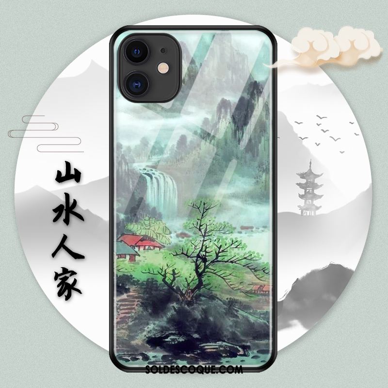 Coque iPhone 11 Pro Nouveau Fluide Doux Verre Style Chinois Incassable En Vente