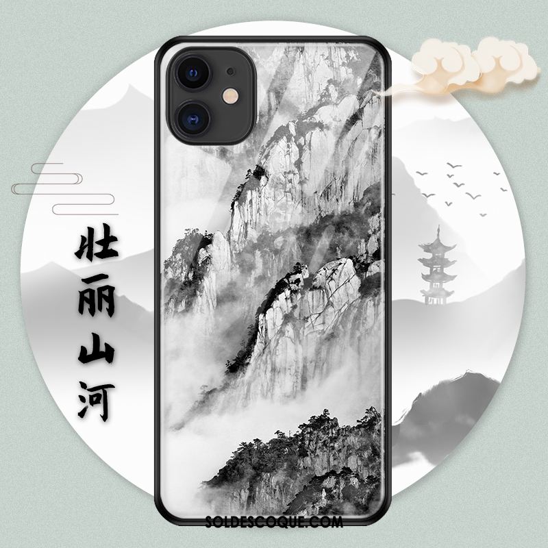 Coque iPhone 11 Pro Nouveau Fluide Doux Verre Style Chinois Incassable En Vente
