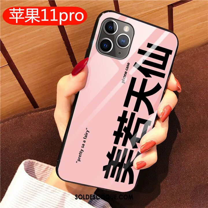 Coque iPhone 11 Pro Personnalité Étui Net Rouge Téléphone Portable Verre Pas Cher