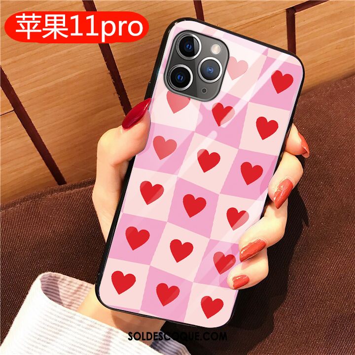 Coque iPhone 11 Pro Personnalité Étui Net Rouge Téléphone Portable Verre Pas Cher