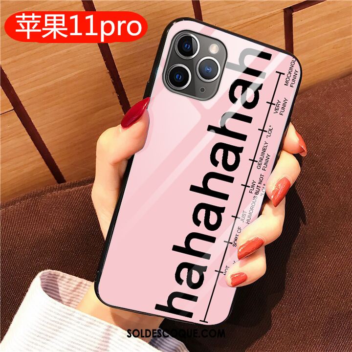 Coque iPhone 11 Pro Personnalité Étui Net Rouge Téléphone Portable Verre Pas Cher