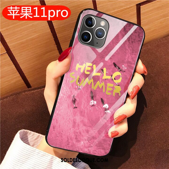 Coque iPhone 11 Pro Personnalité Étui Net Rouge Téléphone Portable Verre Pas Cher