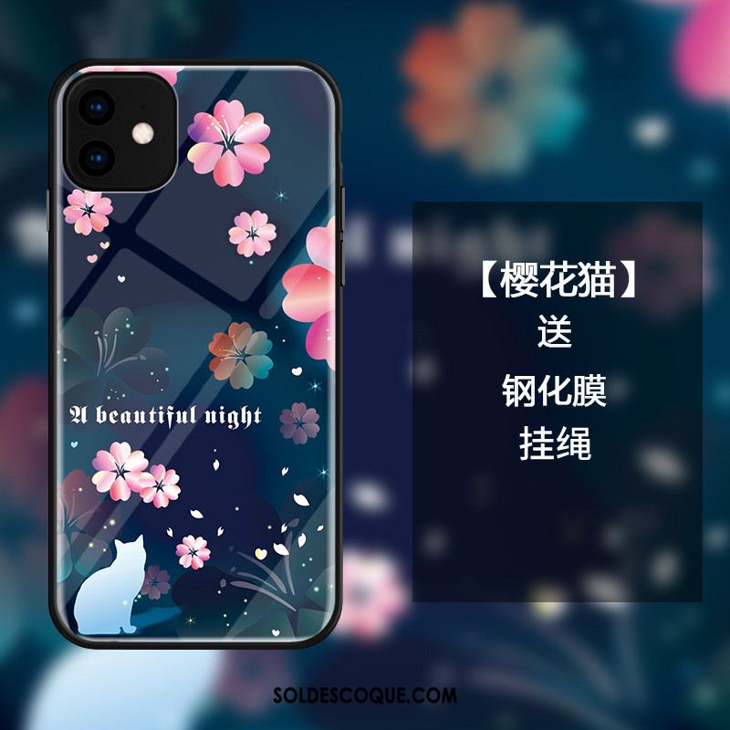 Coque iPhone 11 Sakura Bleu Étui Tout Compris Protection Housse Pas Cher