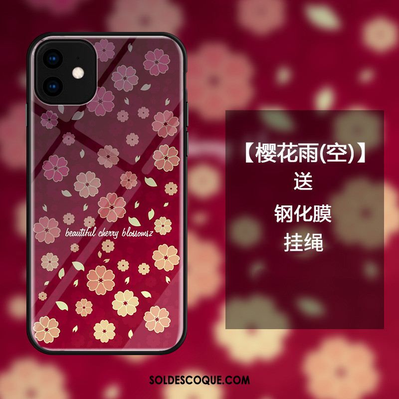 Coque iPhone 11 Sakura Bleu Étui Tout Compris Protection Housse Pas Cher