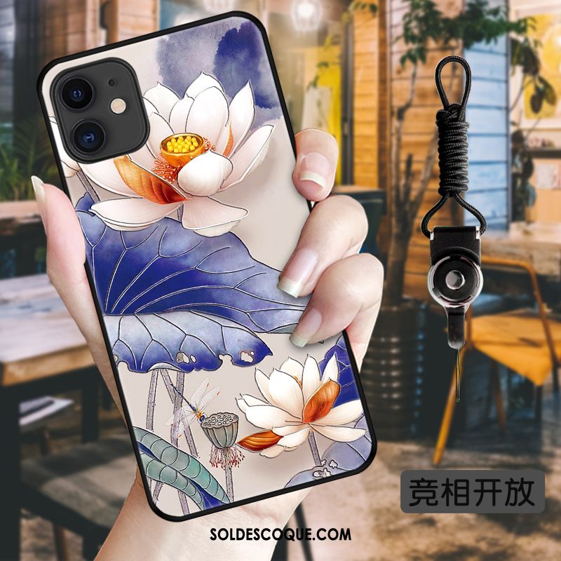 Coque iPhone 11 Style Chinois Vintage Délavé En Daim Fluide Doux Tout Compris Pas Cher