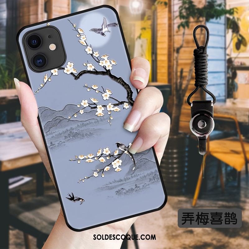 Coque iPhone 11 Style Chinois Vintage Délavé En Daim Fluide Doux Tout Compris Pas Cher