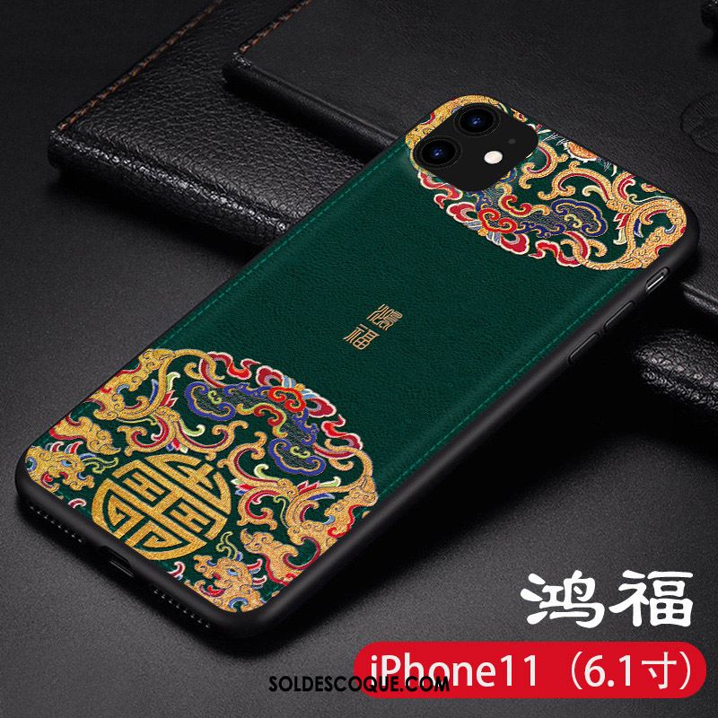 Coque iPhone 11 Tout Compris Étui Très Mince Bleu Style Chinois Housse En Vente
