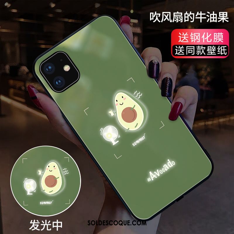 Coque iPhone 11 Vert Net Rouge Verre Téléphone Portable Vent France