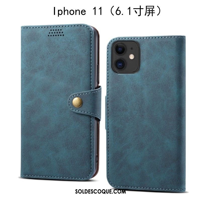 Coque iPhone 11 Vert Protection Fluide Doux Étui Étui En Cuir En Vente