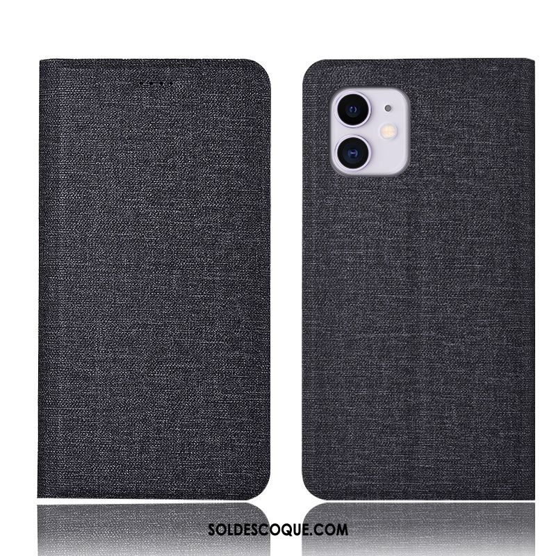 Coque iPhone 11 Étui En Cuir Lin Tout Compris Protection Téléphone Portable France