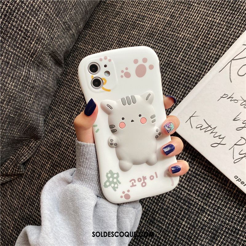 Coque iPhone 12 Blanc Chat Tendance Petit Incassable France