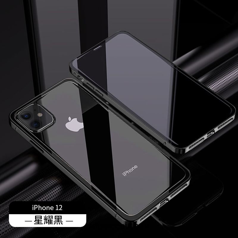 Coque iPhone 12 Bleu Luxe Reversible Verre Incassable En Vente