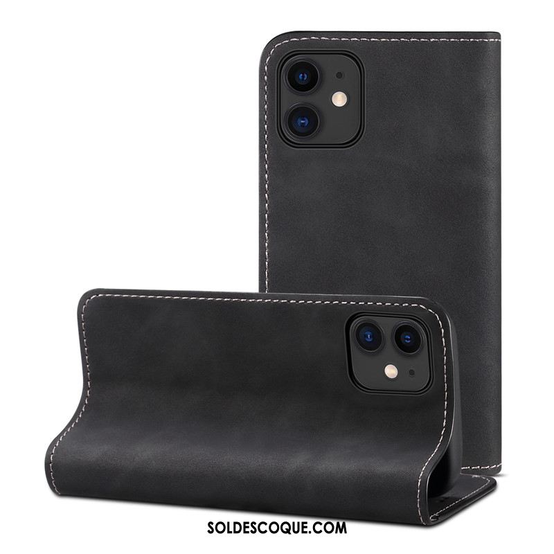 Coque iPhone 12 Cuir Étui Portefeuille Cuir Véritable Qualité Pas Cher