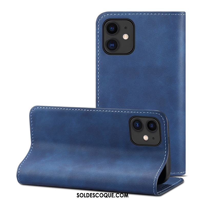 Coque iPhone 12 Cuir Étui Portefeuille Cuir Véritable Qualité Pas Cher