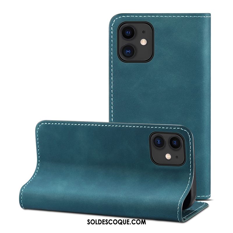 Coque iPhone 12 Cuir Étui Portefeuille Cuir Véritable Qualité Pas Cher