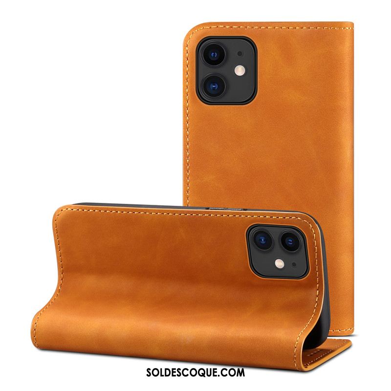 Coque iPhone 12 Cuir Étui Portefeuille Cuir Véritable Qualité Pas Cher