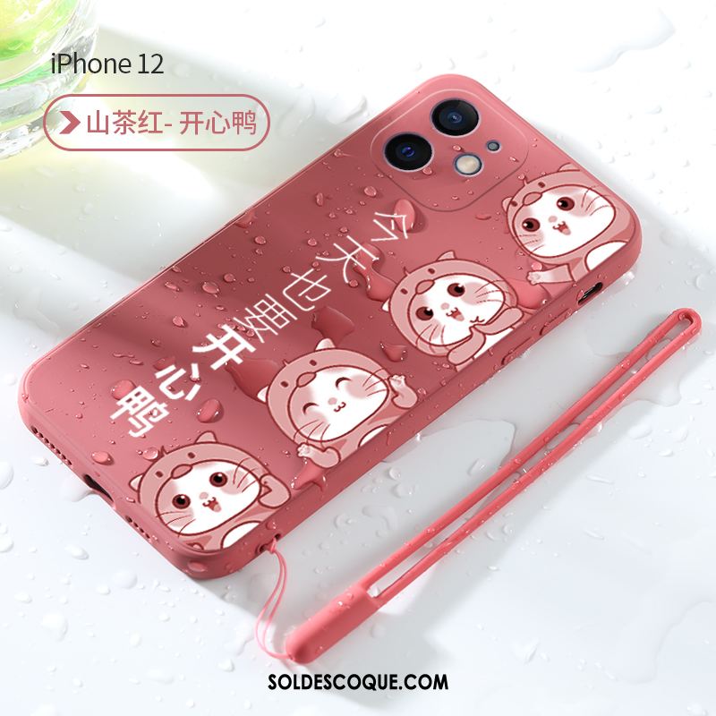 Coque iPhone 12 Fluide Doux Net Rouge Étui Charmant Très Mince France