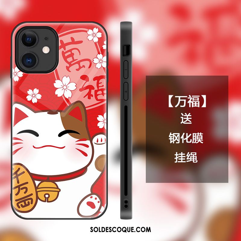 Coque iPhone 12 Mini De Fête Chat Verre Tendance Richesse Pas Cher