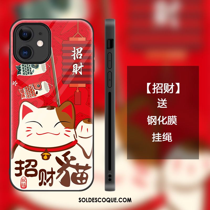 Coque iPhone 12 Mini De Fête Chat Verre Tendance Richesse Pas Cher