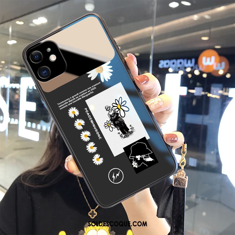 Coque iPhone 12 Mini Miroir Verre Créatif Marque De Tendance Noir Soldes