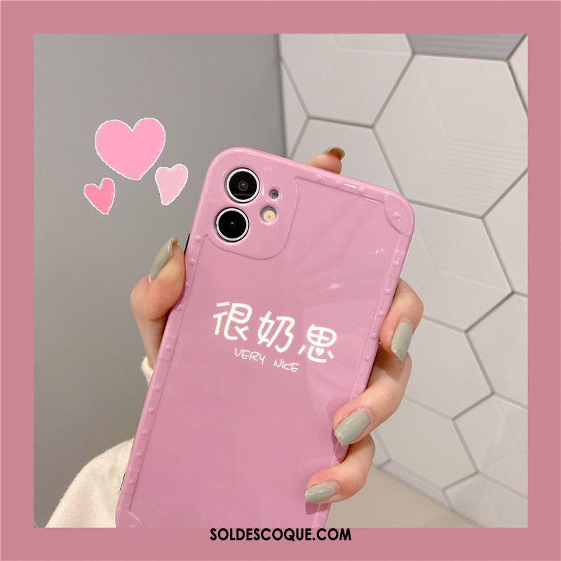 Coque iPhone 12 Mini Personnalité Rose Téléphone Portable Simple Vent Pas Cher