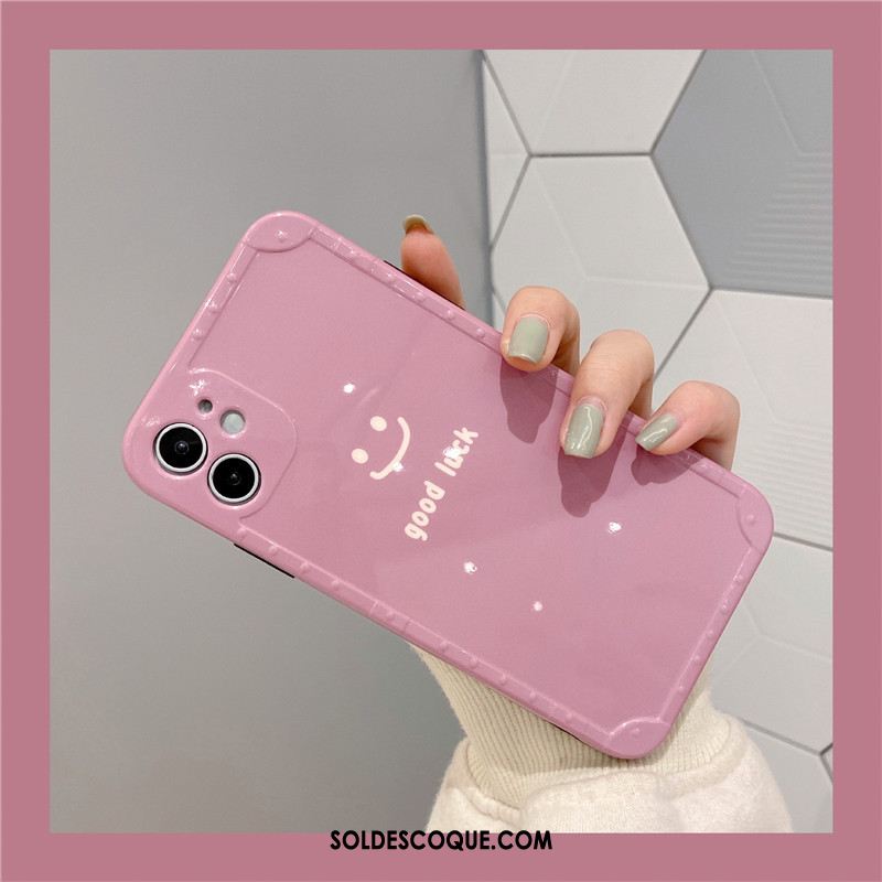 Coque iPhone 12 Mini Personnalité Rose Téléphone Portable Simple Vent Pas Cher