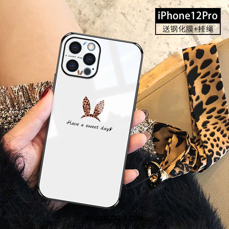 Coque iPhone 12 Pro Luxe Mode Verre Léopard Étui Soldes