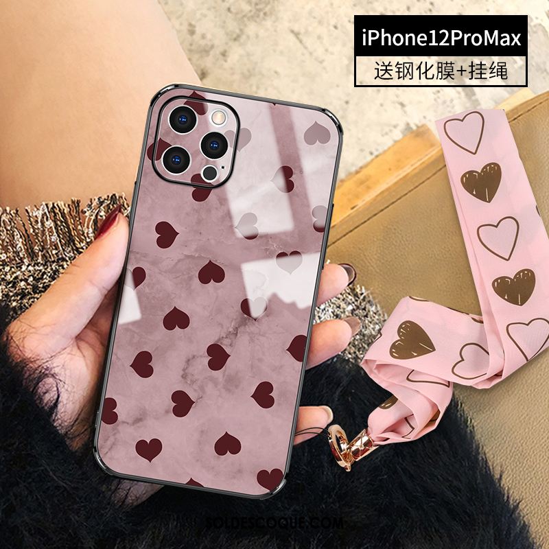 Coque iPhone 12 Pro Max Luxe Personnalité Rose Incassable Téléphone Portable Soldes