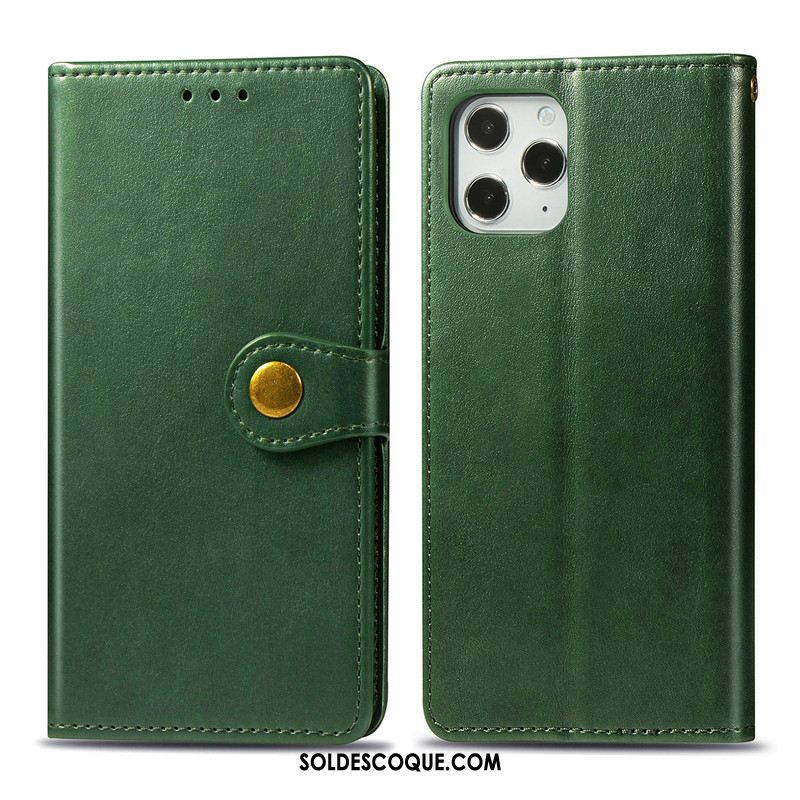 Coque iPhone 12 Pro Max Téléphone Portable Business Couleur Unie Étui Vert Soldes