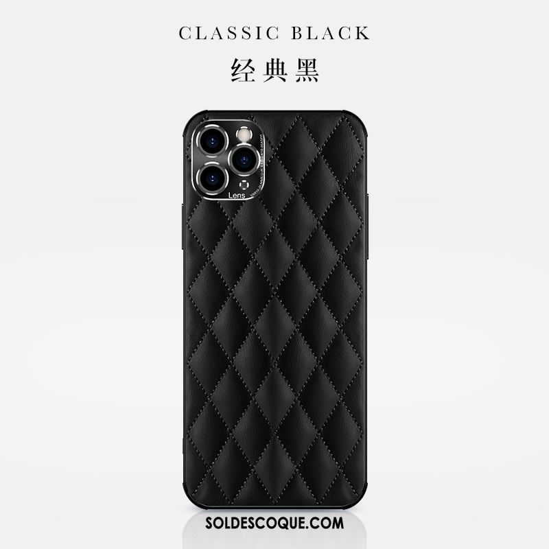 Coque iPhone 12 Pro Protection Cuir Véritable Nouveau Parfumé Losange Housse Soldes