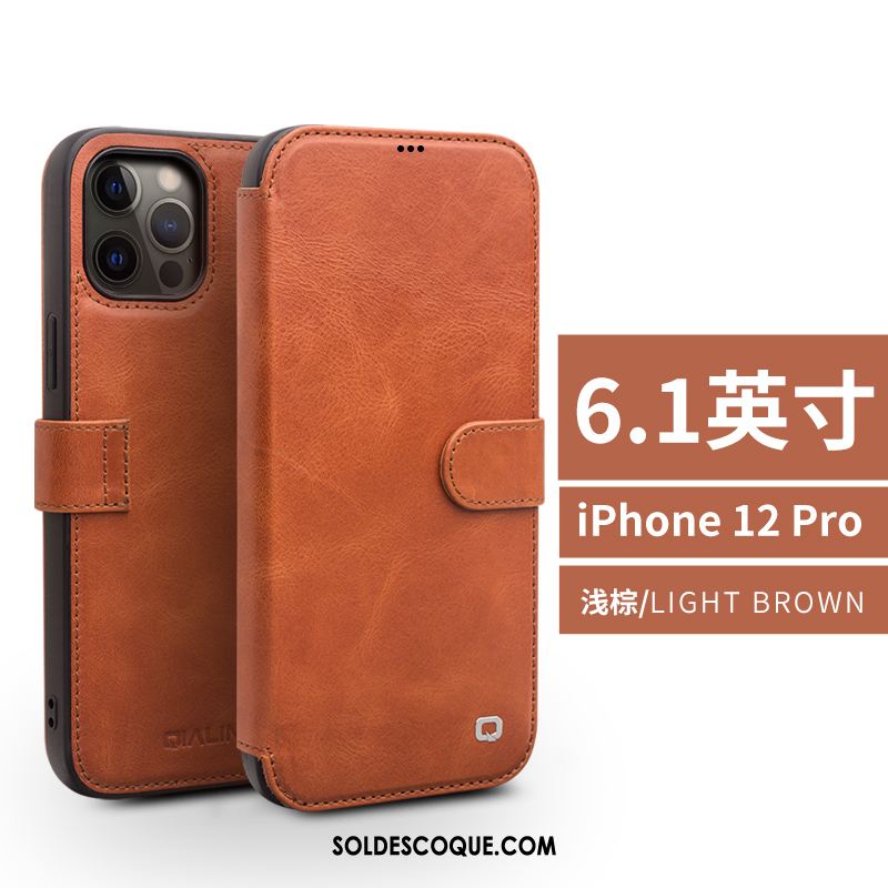 Coque iPhone 12 Pro Téléphone Portable Étui En Cuir Protection Luxe Business Housse Soldes