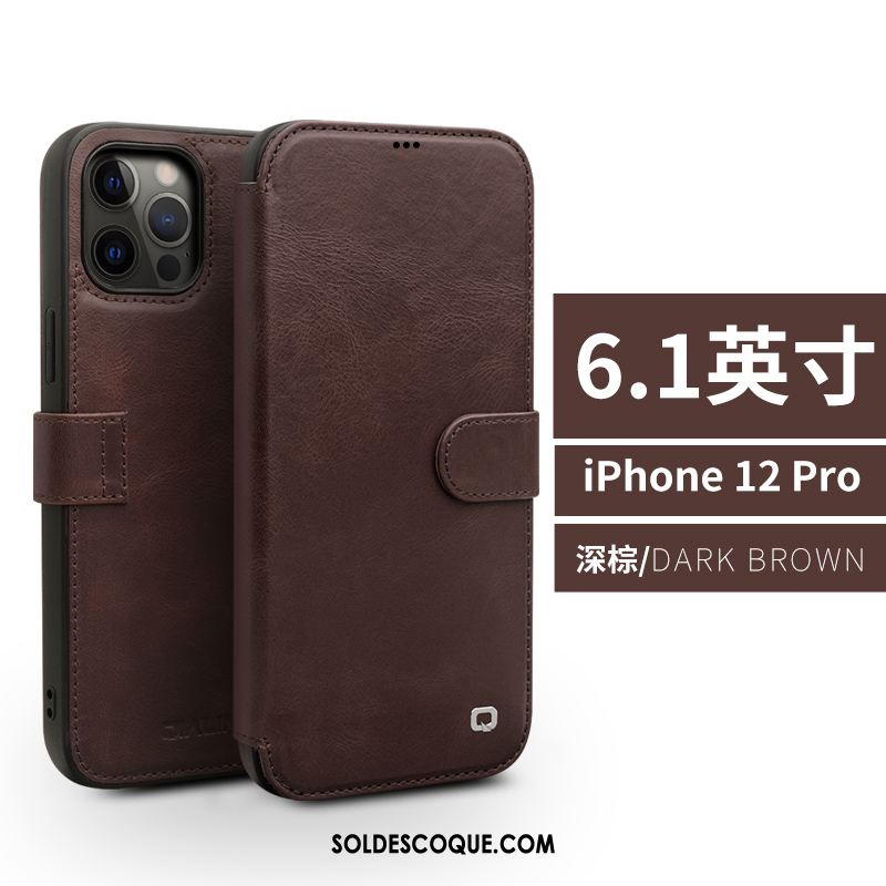 Coque iPhone 12 Pro Téléphone Portable Étui En Cuir Protection Luxe Business Housse Soldes