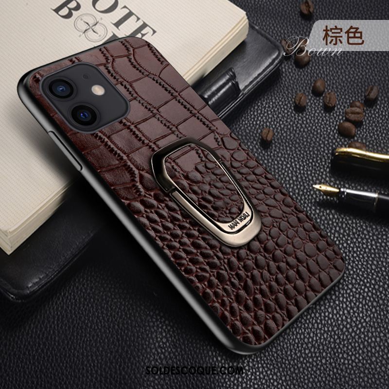 Coque iPhone 12 Support Business Anneau Vin Rouge Luxe Pas Cher