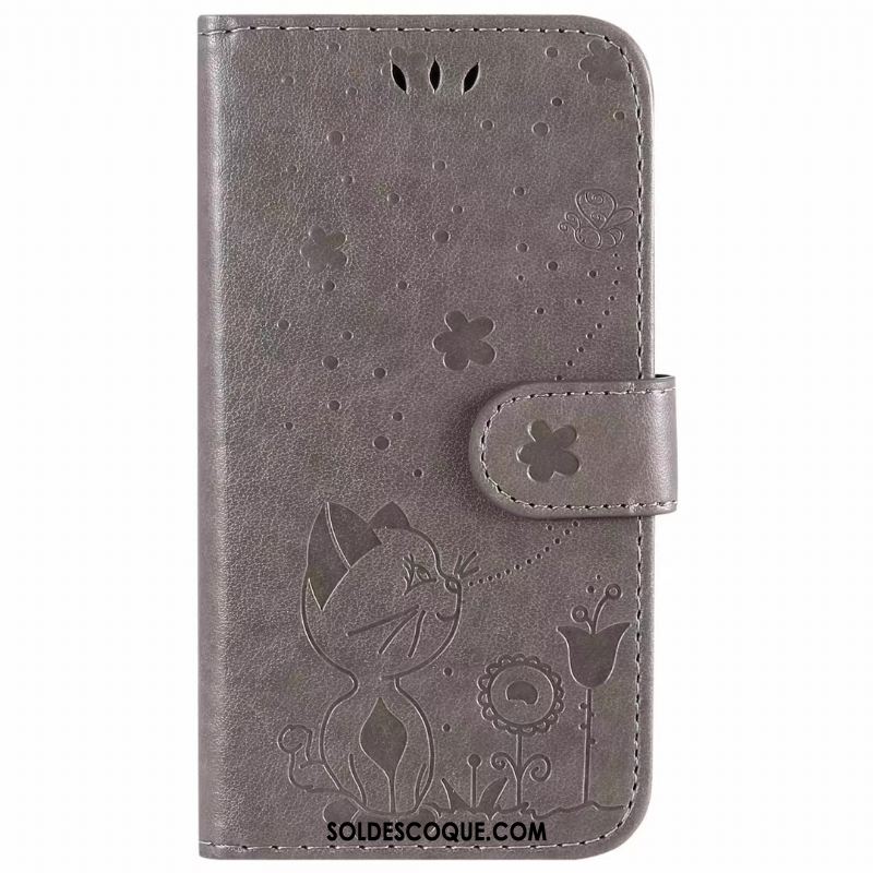 Coque iPhone 12 Violet Téléphone Portable Étui En Cuir Chat Housse En Ligne