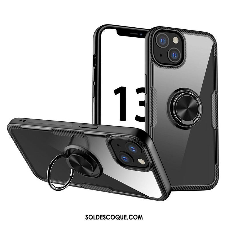 Coque iPhone 13 Mini Fibre Carbone Anneau Métallique