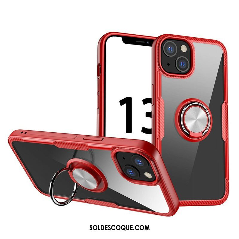 Coque iPhone 13 Mini Fibre Carbone Anneau Métallique