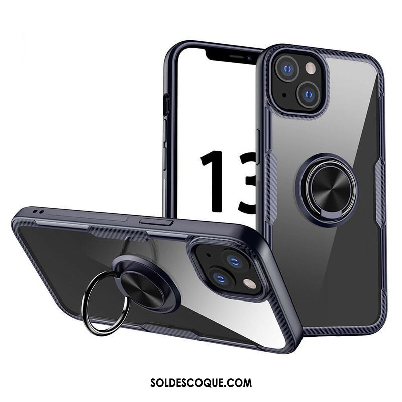 Coque iPhone 13 Mini Fibre Carbone Anneau Métallique