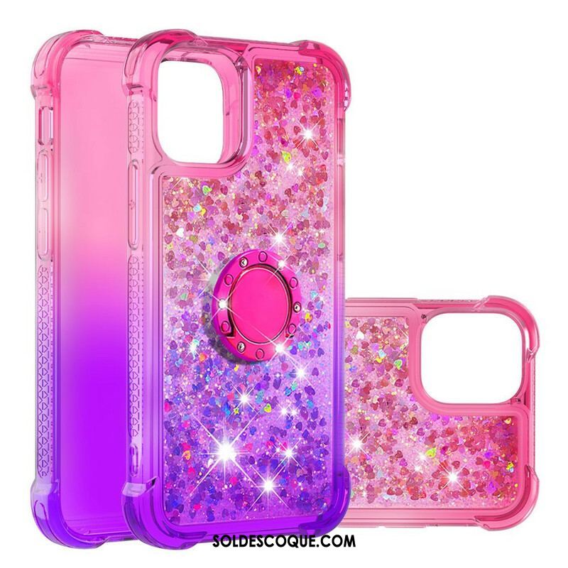 Coque iPhone 13 Mini Paillettes Anneau-Support