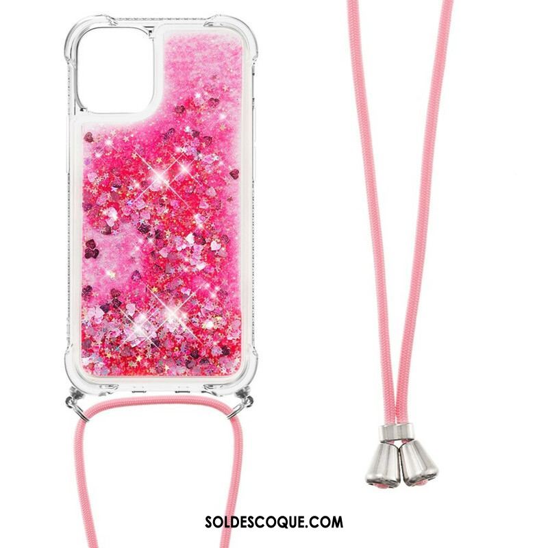 Coque iPhone 13 Mini Paillettes avec Cordon