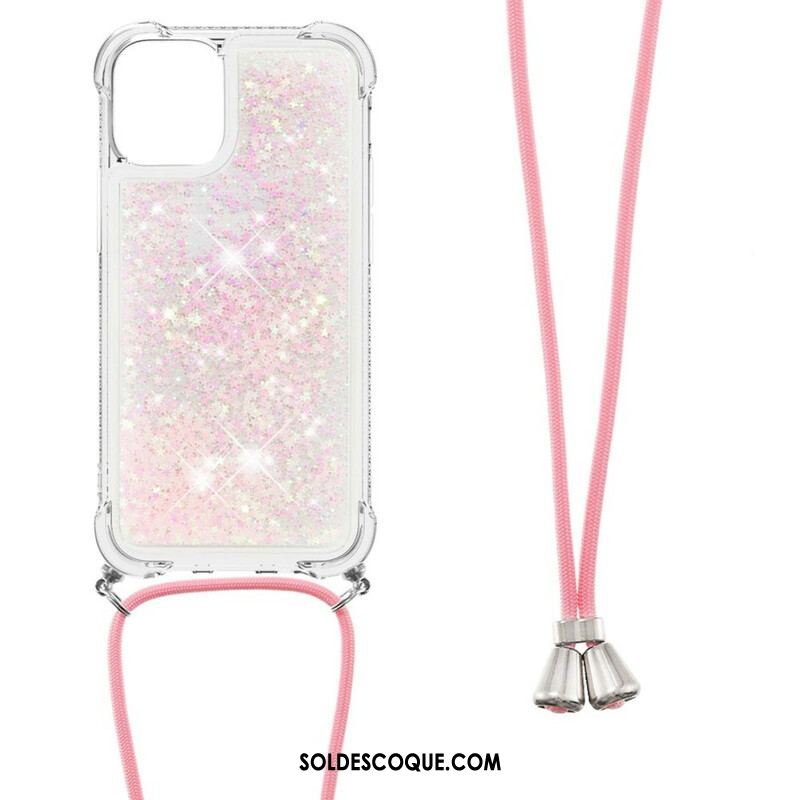 Coque iPhone 13 Mini Paillettes avec Cordon