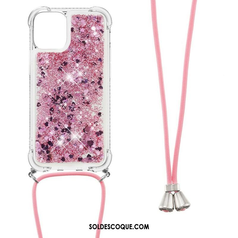 Coque iPhone 13 Mini Paillettes avec Cordon