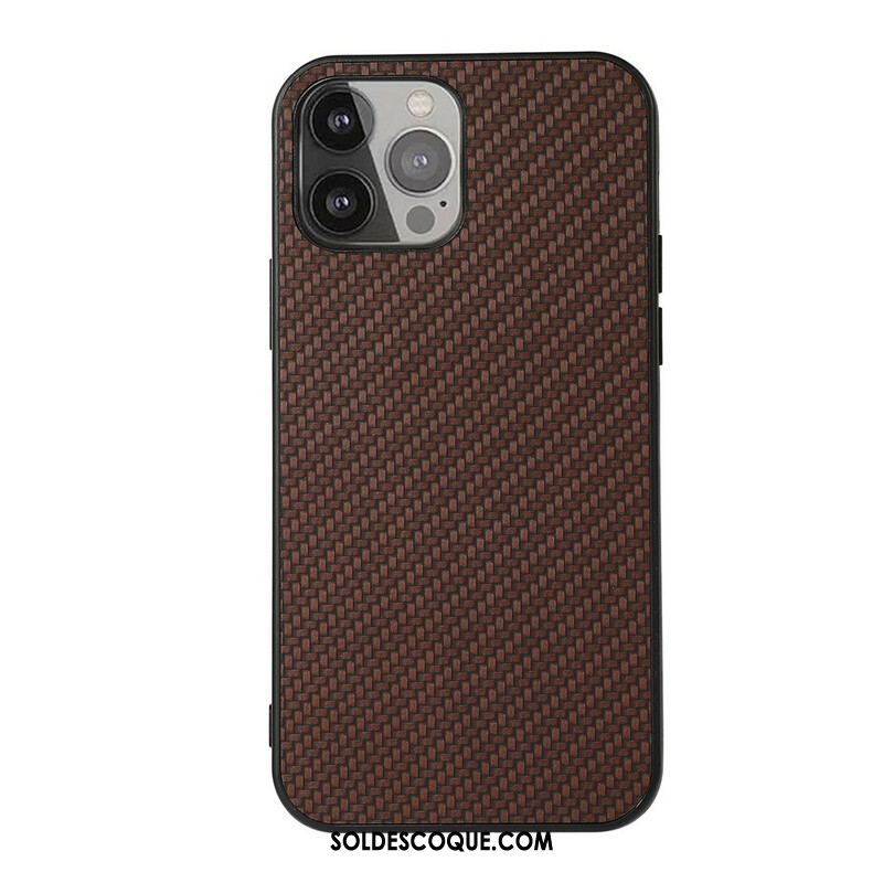 Coque iPhone 13 Pro Max Effet Cuir Texture Fibre Carbone