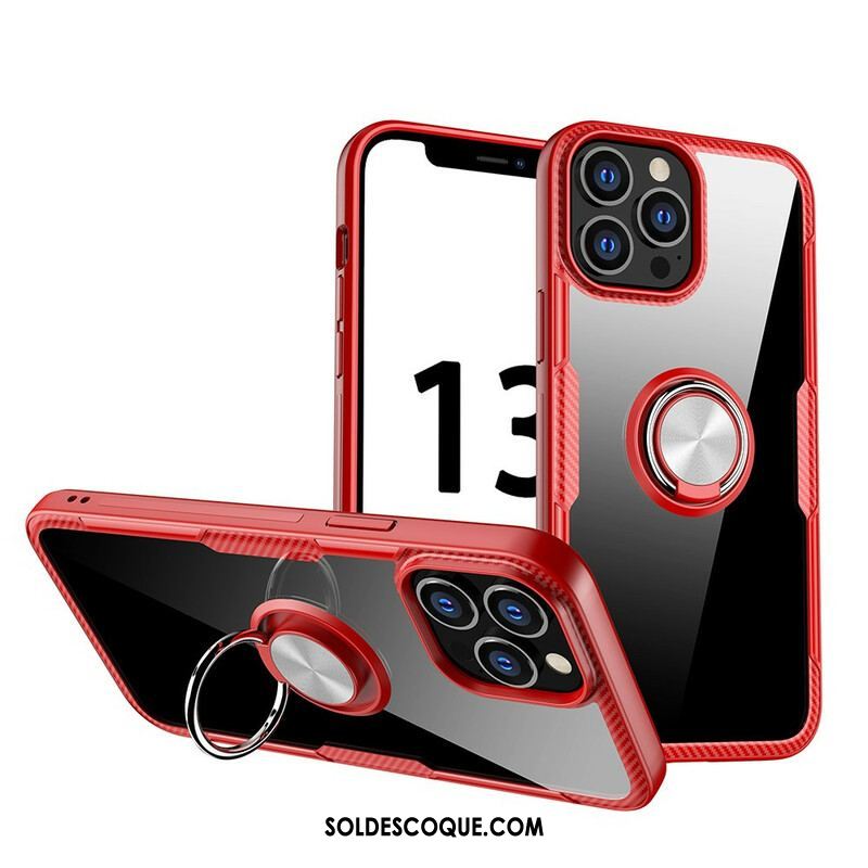 Coque iPhone 13 Pro Max Fibre Carbone Anneau Métallique