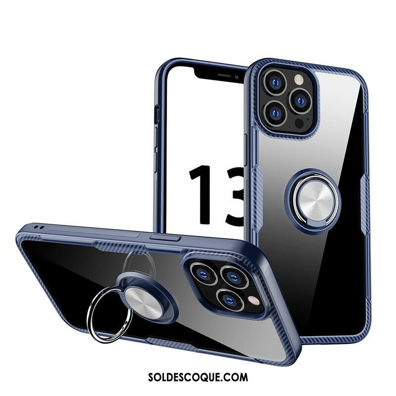 Coque iPhone 13 Pro Max Fibre Carbone Anneau Métallique