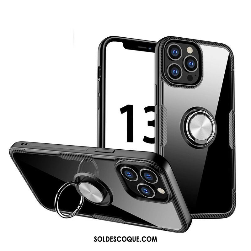 Coque iPhone 13 Pro Max Fibre Carbone Anneau Métallique