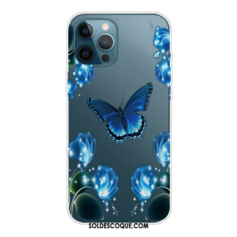 Coque iPhone 13 Pro Max Papillons Bleutés