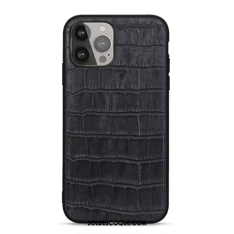 Coque iPhone 13 Pro Max Véritable Cuir Texture Crocodile