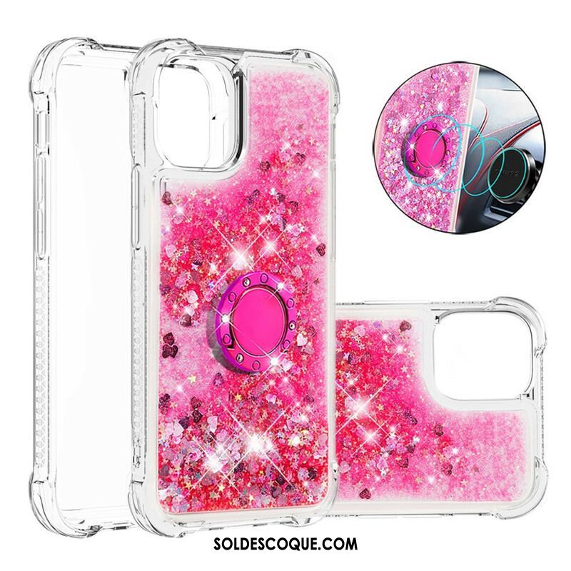 Coque iPhone 13 Pro Paillettes avec Anneau-Support